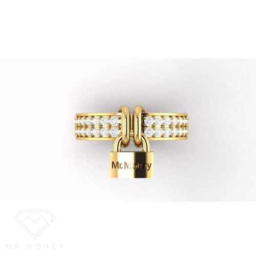 Detail view of Mr Money Padlock 9ct Rose Gold Diamond Ring from Mr Money NZ