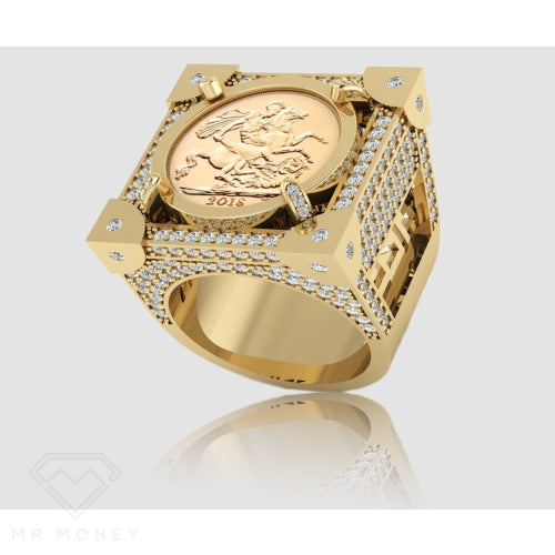 Limited Edition 9ct Gold Diamond Half Sovereign Boss Ring 1/20 from Mr Money NZ