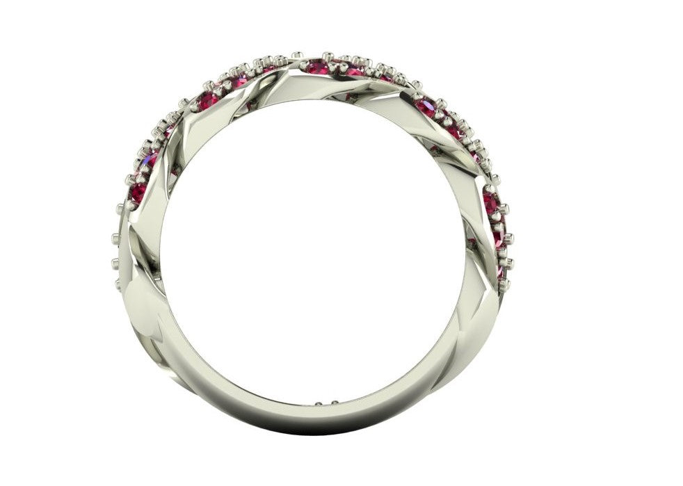 Cuban Link 9ct White Gold & Ruby Ring - additional view