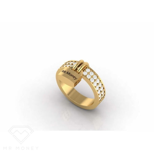Mr Money Padlock 9Ct White Gold Diamond Ring Rings