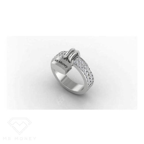 Mr Money Padlock 9Ct White Gold Diamond Ring Rings
