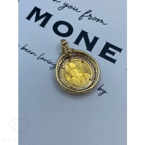 Samoan Gold Coin Diamond Pendant detail 2