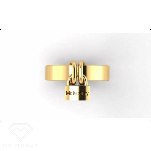 Mr Money Padlock Plain 9Ct Yellow Gold Ring Rings