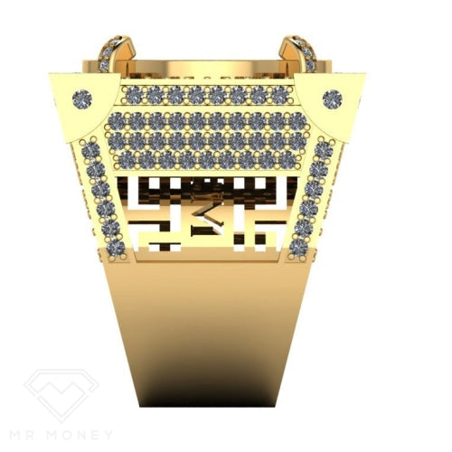Detail view of Limited Edition 9ct Gold Diamond Half Sovereign Boss Ring 1/20 from Mr Money NZ