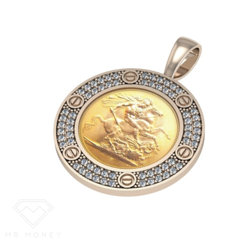 Mr Money Rose Gold Iced Out Full Sovereign Pendant from Mr Money NZ