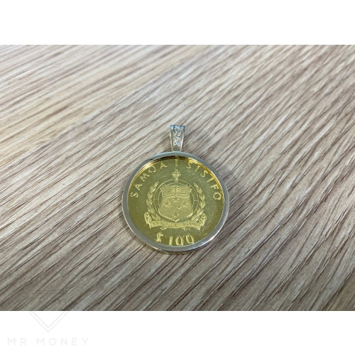 Samoan Gold Diamond Pendant $100 Gold Coin detail 8