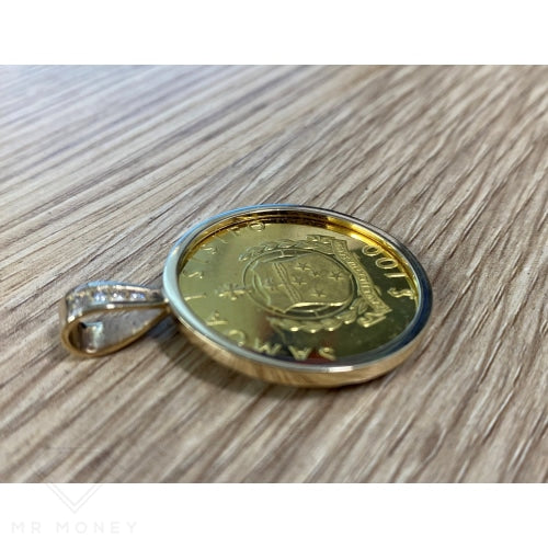 Samoan Gold Diamond Pendant $100 Gold Coin detail 6
