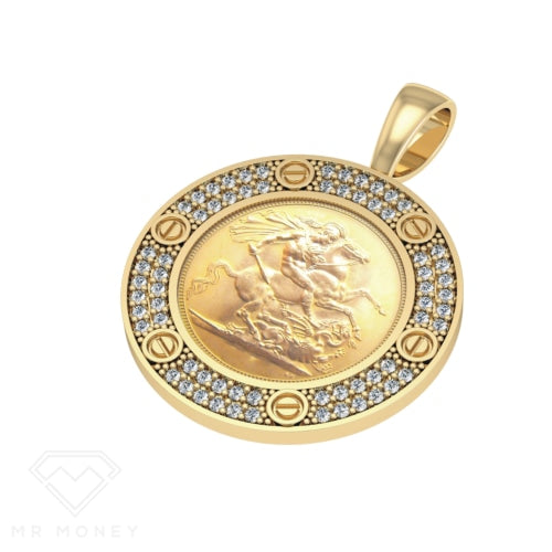 Mr Money Yellow Gold Iced Out Full Sovereign Pendant from Mr Money NZ