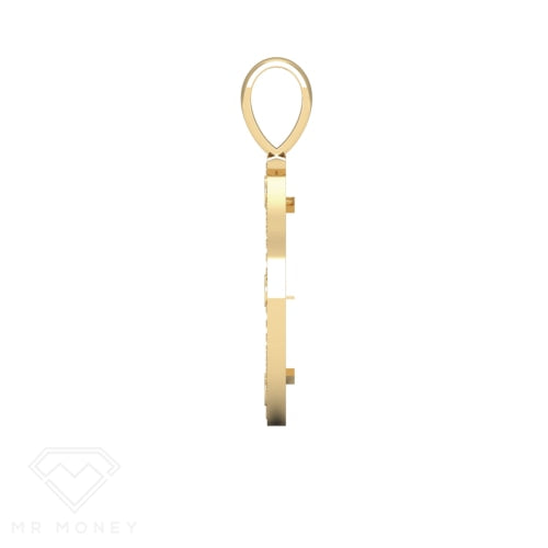 Detail view of Mr Money Yellow Gold Iced Out Full Sovereign Pendant from Mr Money NZ