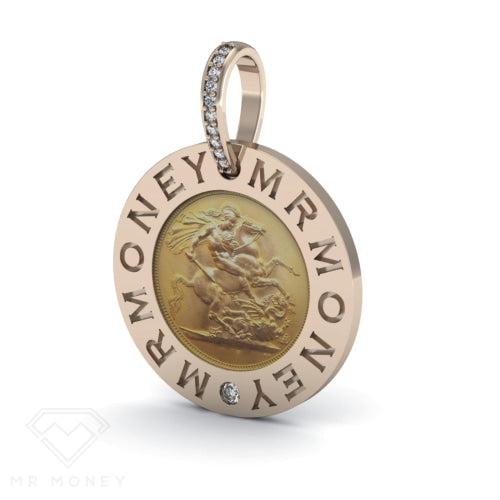 Detail view of Full Sovereign Mr Money Pendant Rose Gold from Mr Money NZ