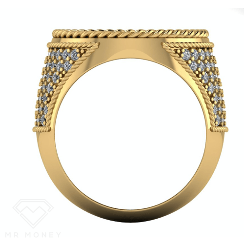 Detail view of Half Sovereign Rope Diamond Ring from Mr Money NZ