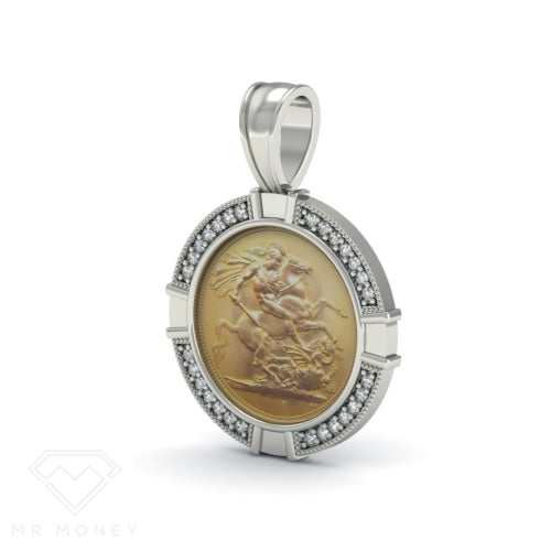 Full Sovereign - Silver Pendant Cz Mount + Chain Combo Charms & Pendants