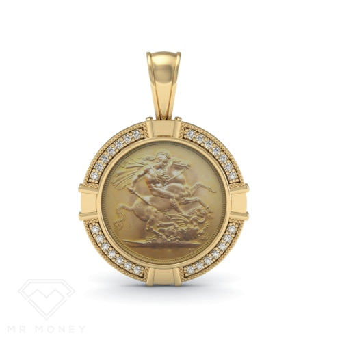 Detail view of Full Sovereign Diamond Pendant from Mr Money NZ