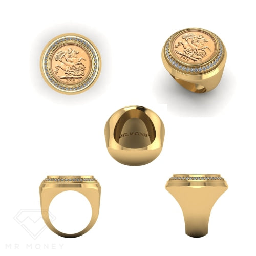 Detail view of Screw Top Half Sovereign Diamond Ring With Internal Storage from Mr Money NZ