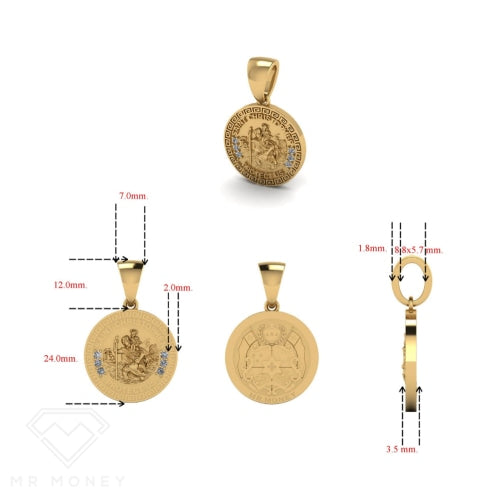 St Christopher Pendant With Diamonds (Tonga) detail 2